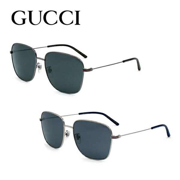 グッチ サングラス ユニセックス ルテニウム×グレー/シルバー×ブルー GUCCI アジアンフィット UVカット 紫外線カット メンズ レディース GG1464SA