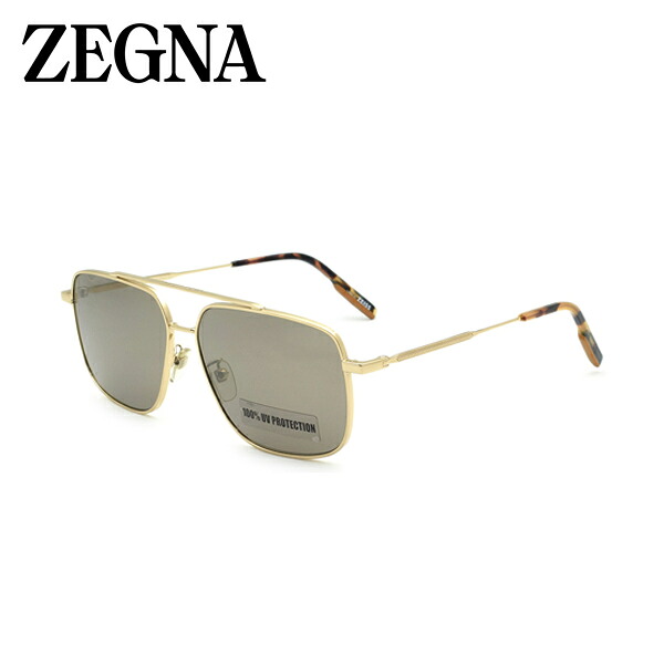 【ポイント5倍！7/19～26】ゼニア サングラス ユニセックス ゴールド&times;グレーブラウン ZEGNA UVカット 紫外線カット メンズ レディース EZ0122-D-32L-60｜1MORE（ワンモア）