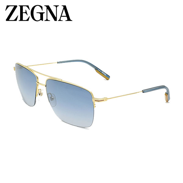 ゼニア サングラス ユニセックス ゴールド×ブルーグラデミラー ノーズパッド メンズ レディース EZ0138-30X-61