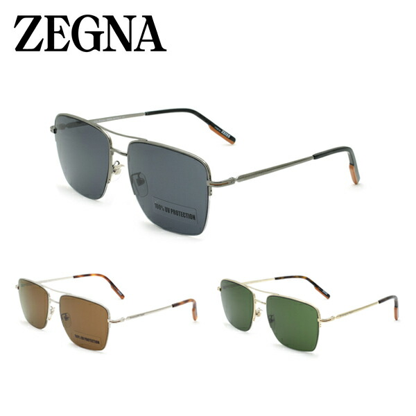 ゼニア サングラス ユニセックス ガンメタル×グレー/シルバー×ブラウン/ゴールド×グリーン ZEGNA UVカット 紫外線カット メンズ レディース EZ0178-D