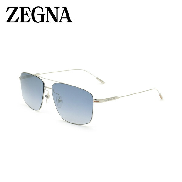 ゼニア サングラス ユニセックス シルバー×ブルーグラデーション ZEGNA UVカット 紫外線カット メンズ レディース EZ0188-D-16W-60