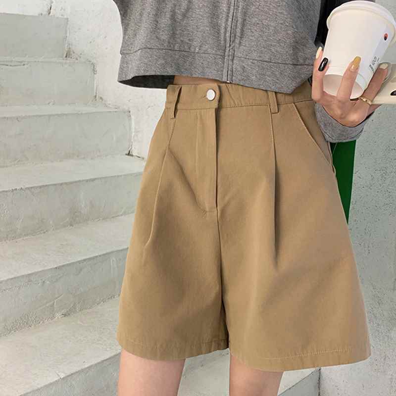 レディース パンツ ショートパンツ ボトムス タック ポケット ハイウエスト かわいい 大人可愛い シンプル カジュアル おしゃれ