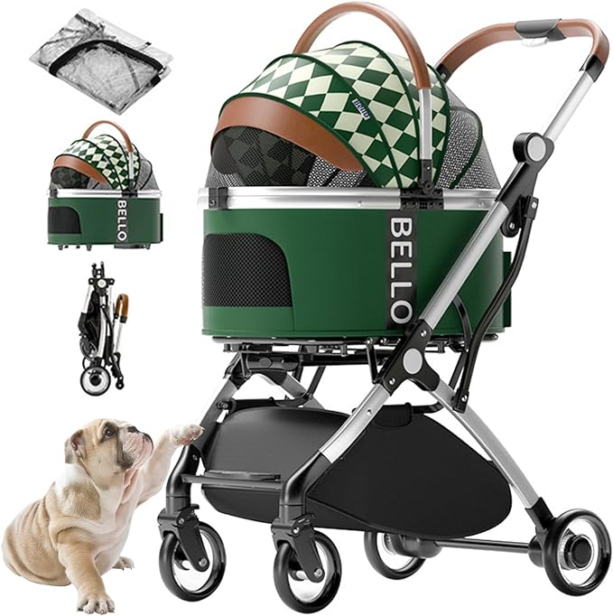 3-in-1 高級犬/猫ベビーカー、 ポータブルジョガートラベルペットベビーカー用小型犬猫、 取り外し可能なキャリア付きノージップ犬ベビーカー|ワンオブゼムマート