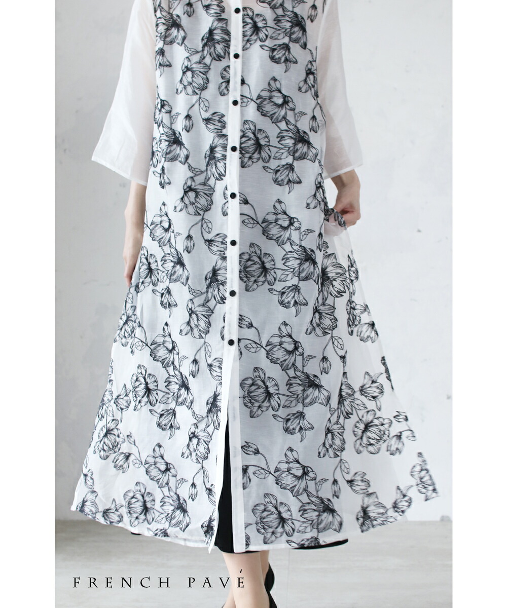 工場直送 残りわずか Br Br M 2l対応 Br Br French Pave Br Br 羽織りにも 一面の花咲き誇る軽やかな ワンピース 人気絶頂 Www Eh Net Sa