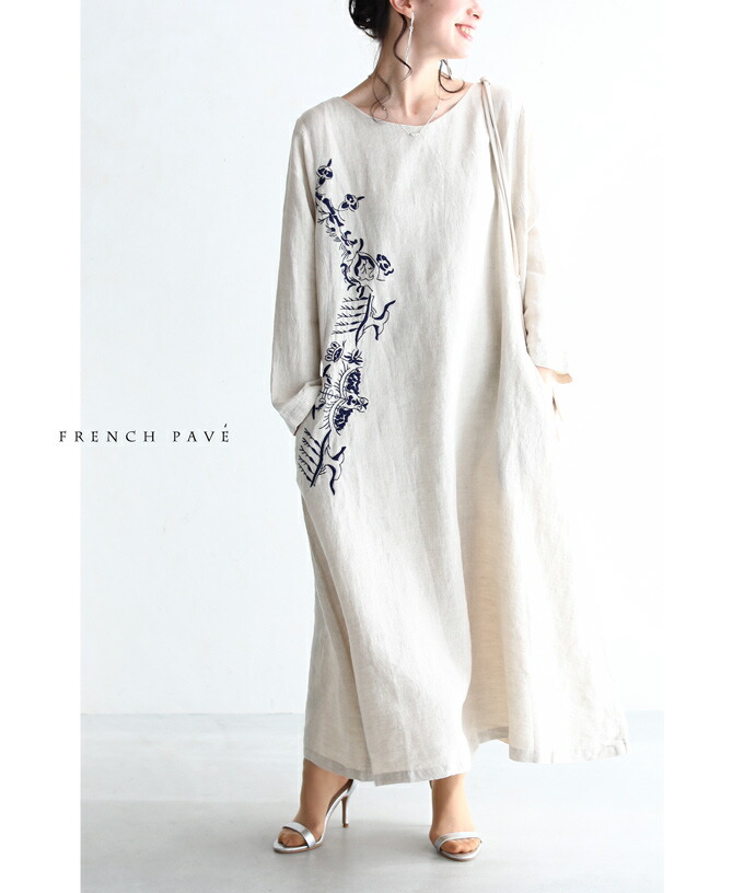 即納 最大半額 楽天市場 残りわずか M 3l対応 再入荷 7月29日12時 時より Cawaii 民族調模様を施したナチュラルリネンロングワンピース Cawaii 完売 Advance Com Ec