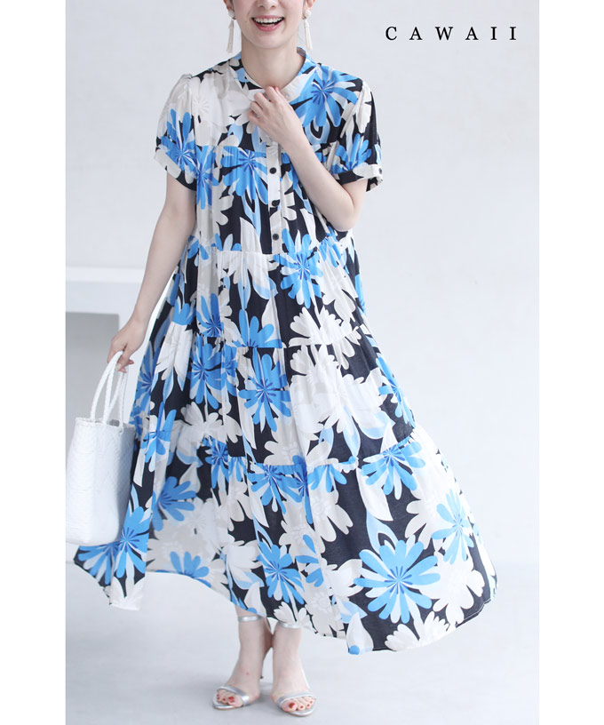ワンピース Cawaii S L対応 残りわずか花咲く常夏リゾートロングワンピース Cawaii