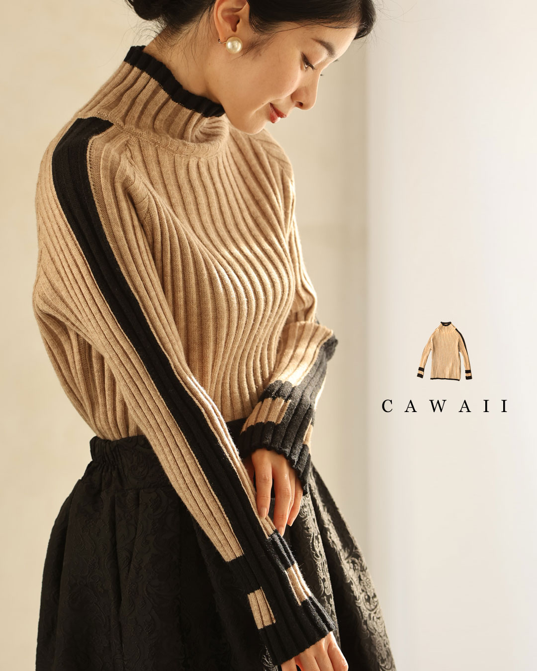 楽天市場】（S~3L対応）大輪の花を咲かせるバイカラーニットプル