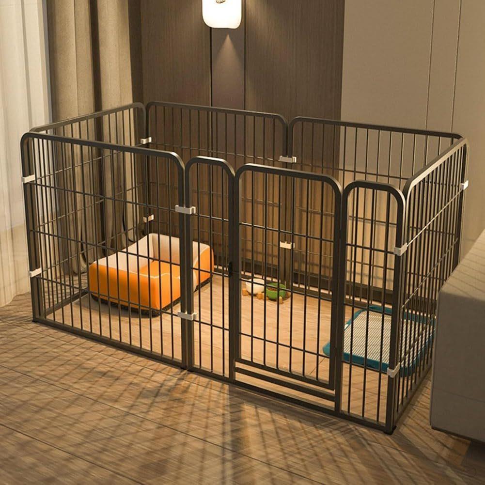 愛犬の快適空間 ホワイトデザインの開放感ケージ 組み立て簡単でリビングにマッチ 140×70cm広々サイズ ドア付きでお世話楽々 折り畳んで収納便利 脱走防止の頑丈フェンス