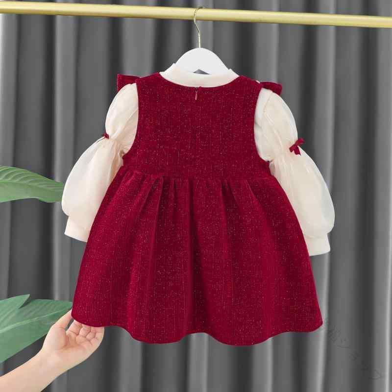 キッズ ファッション 女の子 かわいい おしゃれ 韓国 子供服 プリンセス ドレス セット ベビー 2点 ワンピース リボン フリル レース 高級 春秋 発表会 結婚式 ガーリー 6,990円