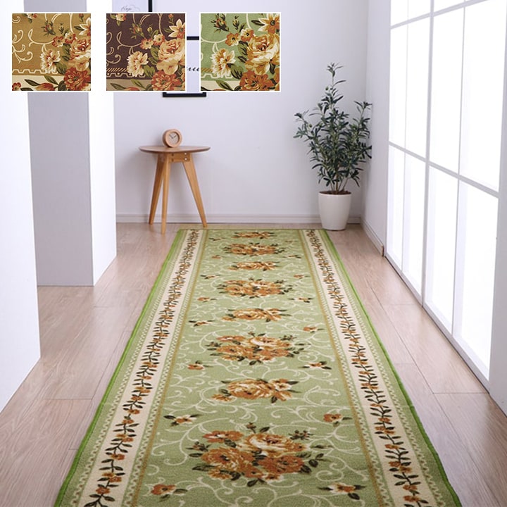 廊下敷き マット 花柄 エレガンス 撥水 約60&times;440cm｜Ones Interior