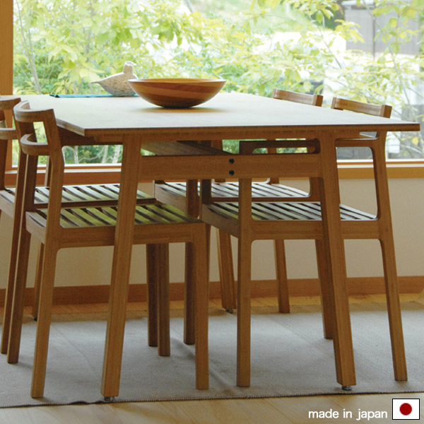【受注生産・全国送料見積もり】150/180 ダイニングテーブル 選べる2サイズ(150cm/180cm)のテーブル 食卓テーブル 食卓机 竹集成材 ツヤなしのウレタン塗装仕上げ 日本製 木製 シンプルで上質インテリア家具 北欧や和|Ones Interior