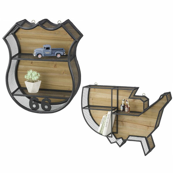 激安特価 楽天市場 送料無料 ウォールラック A Route66 B 壁掛け アメリカンテイストがお洒落なウォールラック ガレージなど趣味のお部屋にも おしゃれ アメリカン 収納 棚 インテリア アメリカ雑貨 ヴィンテージ アンティーク 棚 Ones Interior Seal限定