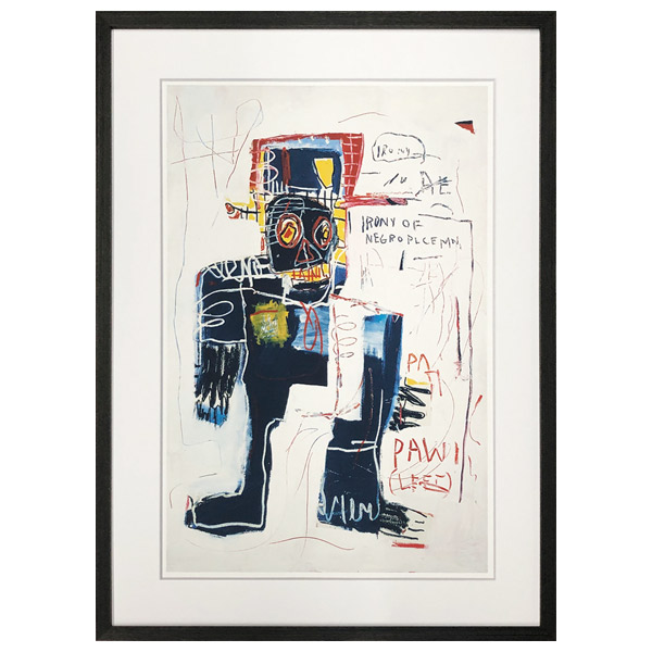 \0が付く日P3倍/アートパネル ジャンーミシェル・バスキア Jean-Michel Basquiat irony of negro policeman アメリカ アートポスター 額入り フレーム付き 芸術 インテリア 店舗|Ones Interior