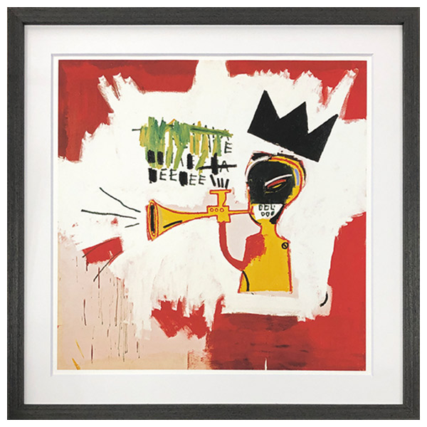 アートパネル ジャンｰミシェル・バスキア trumpet,1984 アメリカ おしゃれ 絵画 額入り フレーム付き 芸術 インテリア 天然木 店舗 インテリア 什器