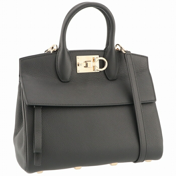 美品Ferragamo 黒 レザーハンドバッグ Ferragamo レザーハンドバッグ | ブラック | FARFETCH JP