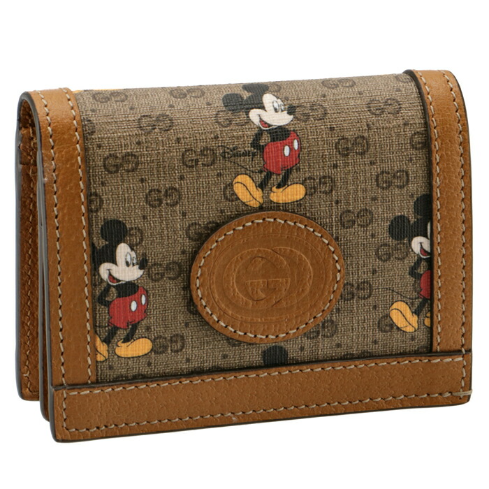 当社の レディース財布 ミッキーマウス Gucci X Disney ミニ財布 二つ折り 財布 年秋冬新作 Gucci グッチ コラボ 8559 Hwubm ベージュ系 ディズニー 121 100 23 133