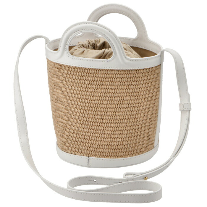 マルニ MARNI バケットバッグ ベージュ×ホワイト SCMP0056Q1 ミニ TROPICALIA レザーラフィア Z0T01 かごバッグ  P3860 バッグ
