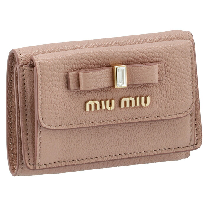 ミュウミュウ Miu Miu 21年令秋冬新作 紙入 三つ折り ミニ財布 マドラス フィオッコ ミニウォレット ピンクベージュ素性 5mh021 2d7a 615 Luisaaccorsi Com Br