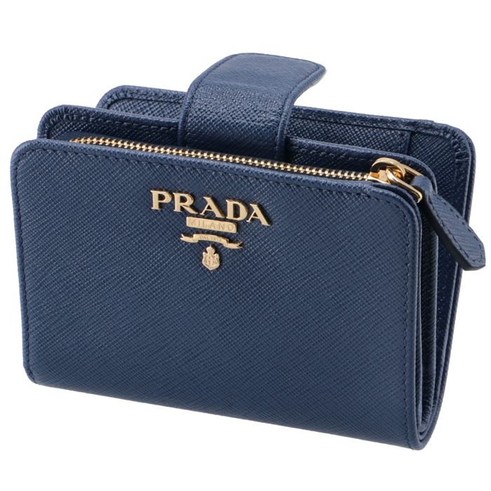 大きい割引-PRADA(プラダ)• 2つ折り財布 ダークネイビー×グレー×マルチ