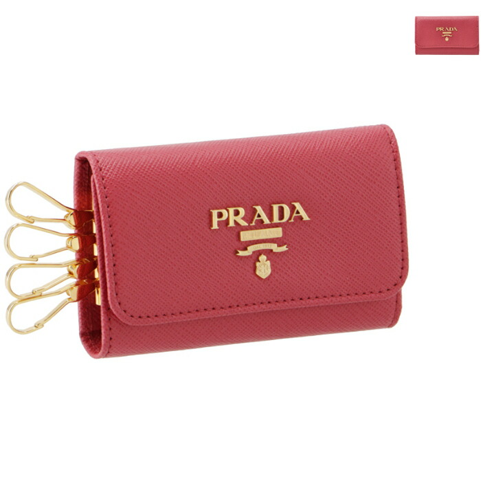 絶品】 プラダ PRADA キーケース 4連 レディース サフィアーノ メタル