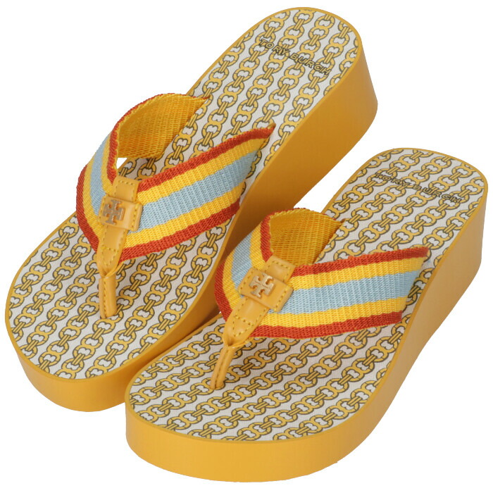 yellow wedge flip flops