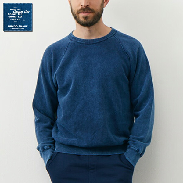 20%OFF引き換え証客体 / グッドオン GOOD ON / RAGLAN CREWSWEAT I.S インディゴシェイブラグランクルースウェット / GOBW-101IS / ラグラン衣袂 / インディゴ染め / 日本製 / ユニ一発やる / 2026春夏