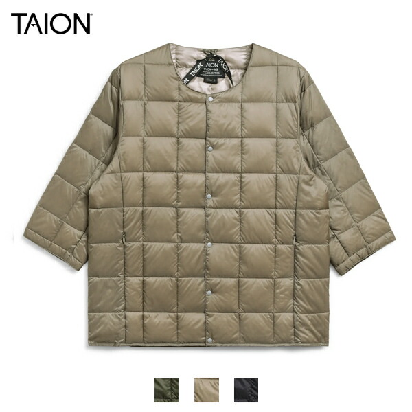 10%OFFクーポン対象 / タイオン TAION | ベーシック クルーネック七分袖 ダウンジャケット | TAION-014 | ユニセックス | 2025秋冬