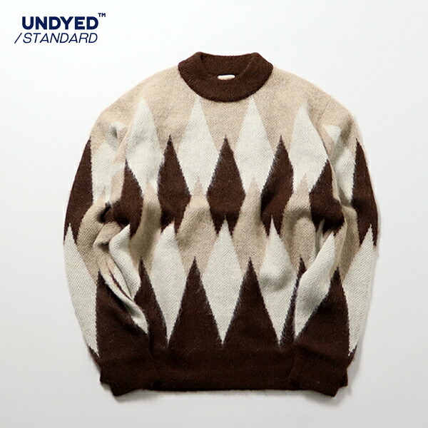 30%OFF / UNDYED STANDARD / ALPACA JQD BRASH CREW アルパカジャガードブラッシュクルー / アーガイル / USN24FKC097 / ユニセックス / 日本製 / アンダイドスタンダード / 2024秋冬 15,954円