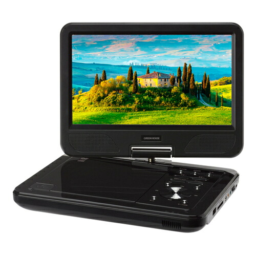 【長期保証付】GREEN HOUSE(グリーンハウス) GH-PDV10PC-Bk 10.1型液晶搭載 ポータブルDVDプレーヤー 4WAY電源対応 CPRM(VRモード)対応 USBシガーソケットアダプタ付属 15,251円