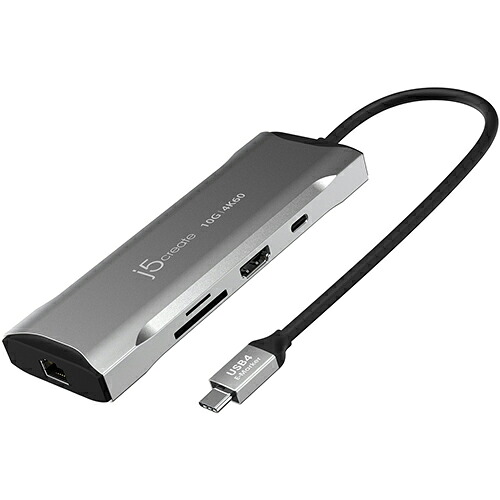 j5create(ジェイファイブ クリエイト) JCD393 スペースグレー USB3.2 Gen2 4K60 9in1マルチアダプター