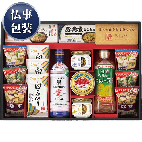 【ギフト包装済／仏事用】味香門和膳(みかどわぜん) アマノフーズ＆キッコーマン和食詰合せ[代引不可]