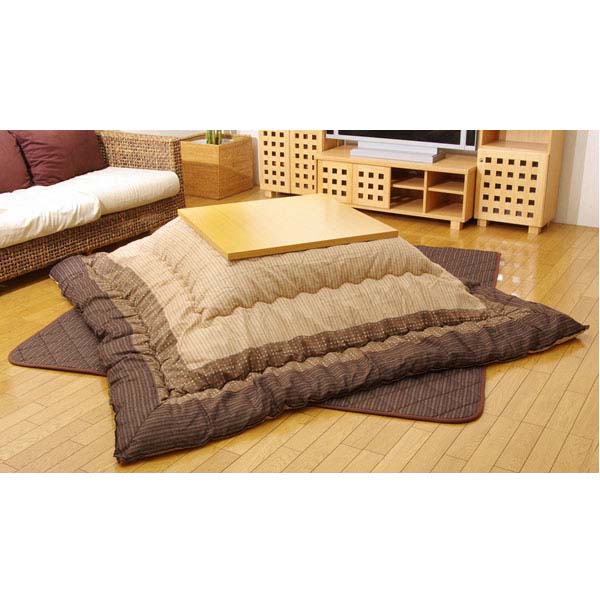イケヒコ ゆかり こたつ厚掛け・敷布団セット ブラウン 205&times;205cm[ こたつ こたつ布団 厚掛け 敷布団 ラグ セット ]『代引不可』『送料無料（一部地域除く）』｜よろずやマルシェ
