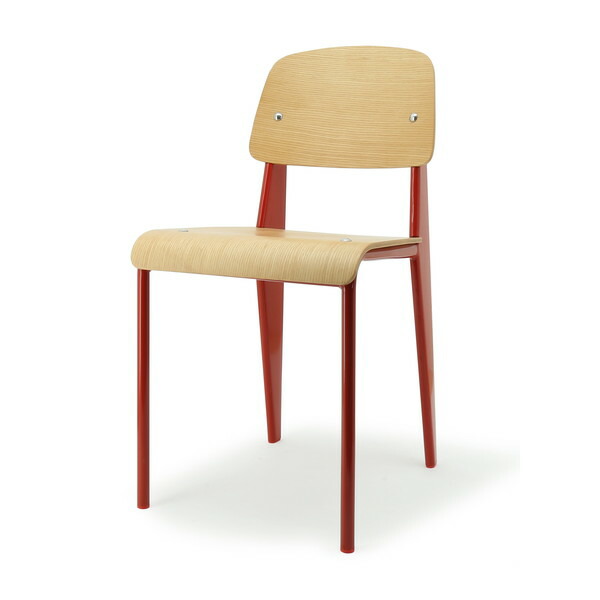 関家具 ダイニングチェア トーラス フレームレッド/座面ナチュラル [ ジャン・プルーヴェ Standard Chair スタンダードチェア リプロダクト テレワーク 在宅勤務 在宅ワーク リモートワーク 自宅勤務 在宅 SOHO ] 『代引不可』 【送料無料（一部地域除く）】