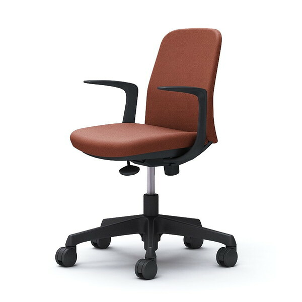 オカムラ ライブス エントリーチェア コンパクトタイプ ブラックボディ デザインアーム テラコッタ CD23AR FXW6 [ Lives EntryChair テレワーク ]『代引不可』『送料無料（一部地域除く）』｜よろずやマルシェ