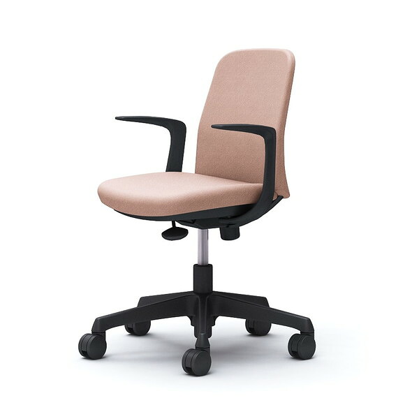 オカムラ ライブス エントリーチェア コンパクトタイプ ブラックボディ デザインアーム ペールピンク CD23AR FXW8 [ Lives EntryChair テレワーク ]『代引不可』『送料無料（一部地域除く）』｜よろずやマルシェ