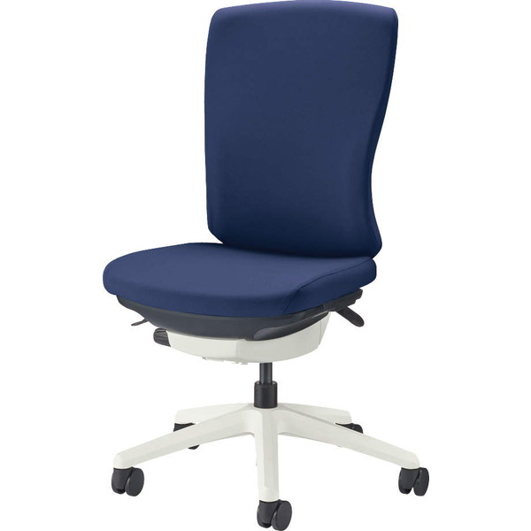 ライオン事務器 オフィスチェア バーサル ハイバック ホワイトシェル ホワイト脚 アームレス 布張り コズミックブルー No.3520F-W 【代引不可】【送料無料（一部地域除く）】｜よろずやマルシェ 32,722円