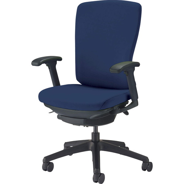 ライオン事務器 オフィスチェア バーサル ハイバック ブラックシェル ブラック脚 フレキシブルアーム 布張り コズミックブルー No.3527F-K 【代引不可】【送料無料（一部地域除く）】｜よろずやマルシェ