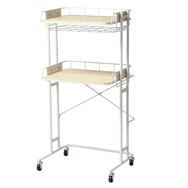 弘益 BY CAGE キッチンラック W620×D460×H1210mm ホワイト BCKR-620(WH) [ ビーワイケージ 収納 キッチン ラック レンジ台 シンプル ] 『代引不可』『送料無料（一部地域除く）』