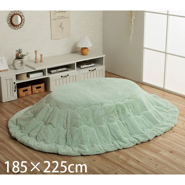 イケヒコ ラピアス こたつ布団 リバーシブル 楕円 185×225cm ピスタチオグリーン G6843089 [ こたつ 掛け布団 薄掛け 軽量 無地 シンプル ]『代引不可』 『送料無料（一部地域除く）』