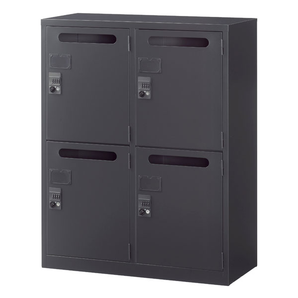 生興 ASKシリーズ 4人用メールボックス ブラック 下置用 W880×D400×H1110mm ASK-34M4 [ オフィス家具 収納 収納家具 書庫 スチール書庫 ]『代引不可』『送料無料（一部地域除く）』