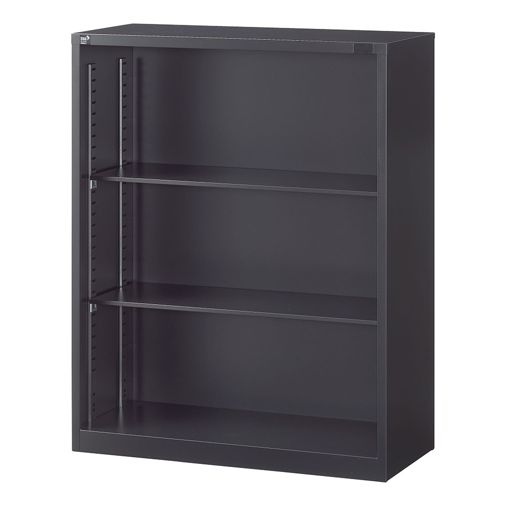 書庫 ALZシリーズ オープン書庫 H1110mm ブラック ALZK-K34 スチール書庫 A4 黒 上品 おしゃれ 日本製 国産 完成品 生興『代引不可』 『送料無料（一部地域除く）』