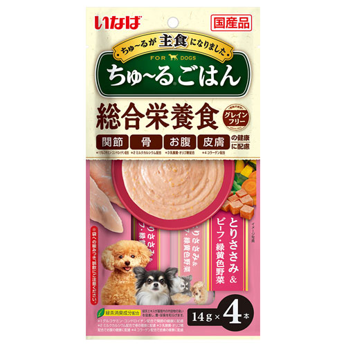 いなば ちゅ るごはん 総合栄養食 グレインフリー とりささみ ビーフ 緑黄色野菜 14g 4本入 6個 Ds 243 犬 イヌ 犬用 ごはん ペットフード 新作商品