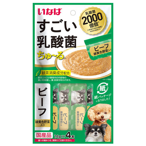 即納送料無料 いなば すごい乳酸菌 ちゅ る ビーフ 緑黄色野菜入り 14g 4本入 6個 Ds 301 犬 イヌ 犬用 おやつ ペットフード Bagochile Cl