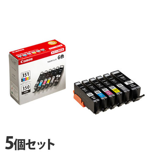 キヤノン 純正インク BCI-351+350/6MP 6色パック 5セット CANON 純正品 インク インクカートリッジ プリンター用『送料無料(一部地域除く)』|よろずやマルシェ