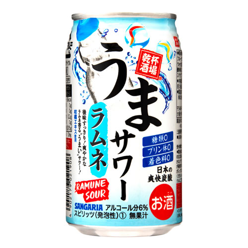 サンガリア うまサワー ラムネ 350ml 24缶 お酒 酒 アルコール 酒飲料 サワー 缶飲料 乾杯酒場 上品