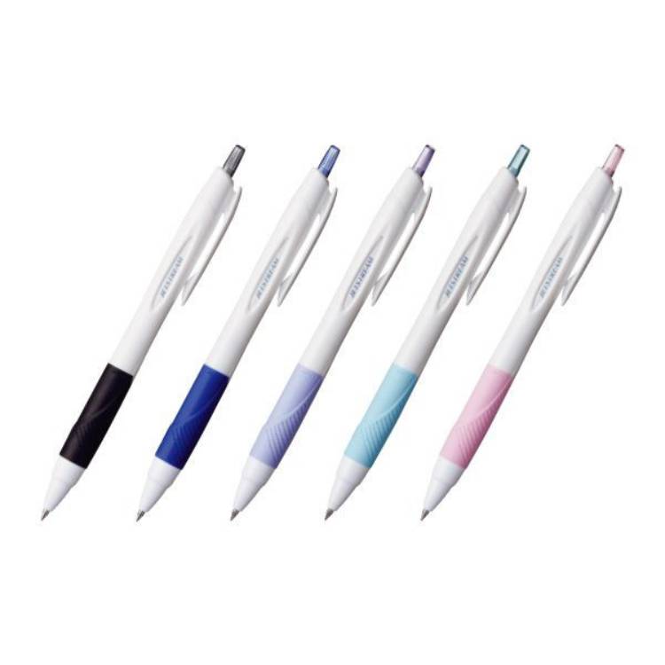 【名入れ無料】白軸ジェット機流れ0.5粍 三菱ボールペン 三菱鉛筆 100本入 筆記用具 文具 販促装置 販促 出来事 粗品 ノベルティ 名入れ