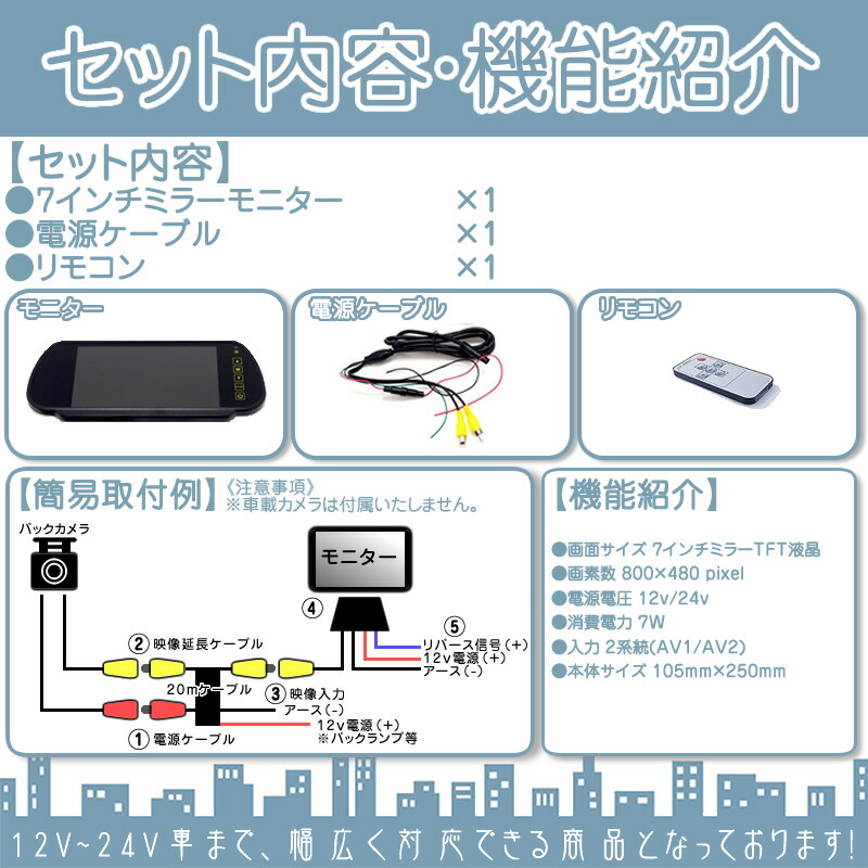 ノア ヴォクシー セレナ 他照応 7インチ 鏡モニター 12v乗用車 対応 外方モニター お容易 外部 液晶モニター ドレスアップ カスタム にも Geo2 Co Uk