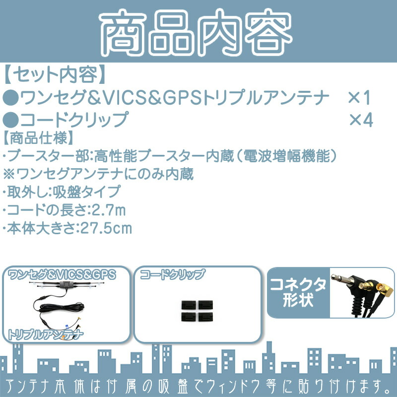 ワンセグアンテナVICSアンテナGPSアンテナゴリラナビ用高感度吸盤取付ワンセグTVFM-VICSGPS一体型アンテナカロッツェリアcarrozzeriaAN-FL10AN-M001AN-FL001AN-G031代用【メール便送料無料】