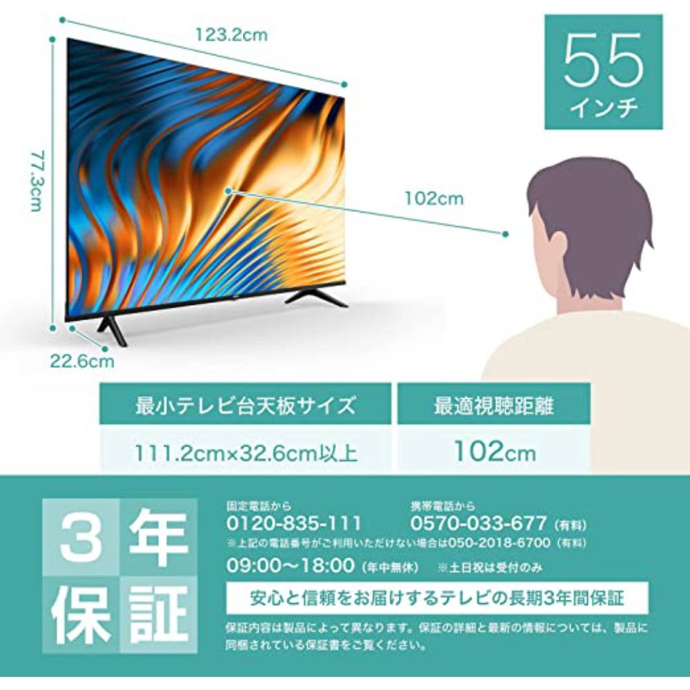 Hisense（ハイセンス）55A6H 55型地上・BS・110度CSデジタル 4K