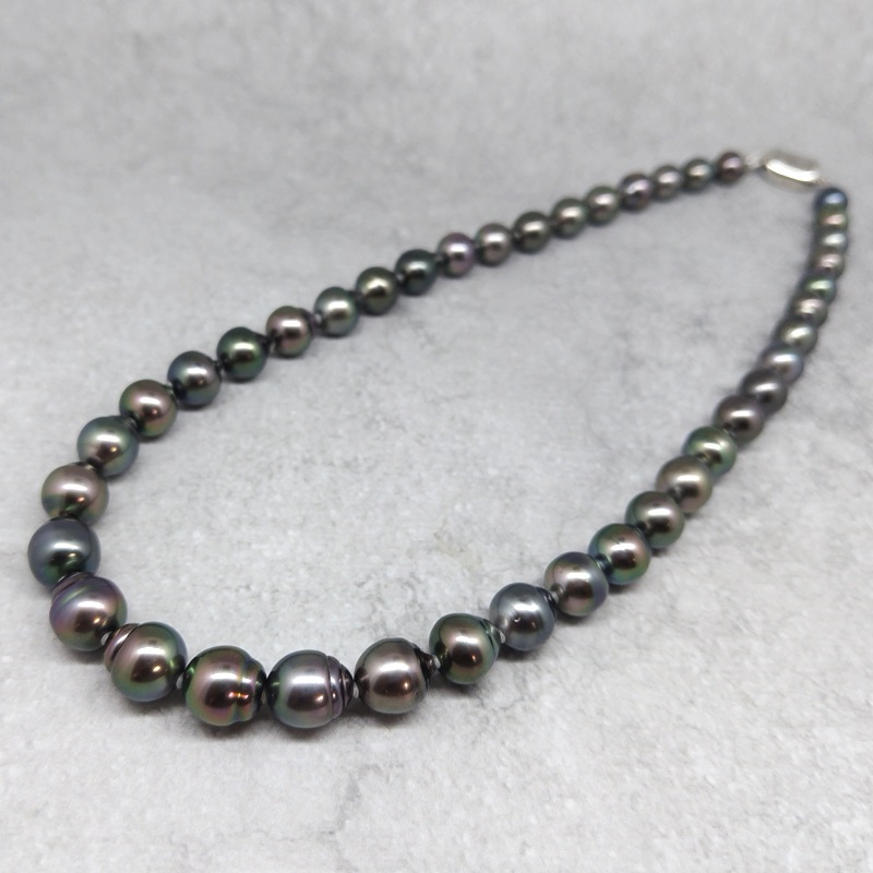 楽天市場】タヒチ黒蝶真珠ネックレス【8mm-10mm】nkk-5427【送料無料